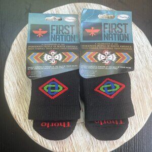 Thorlos First Nation Bundle 2 Quarter Crew Socks Unisex Medium Black New